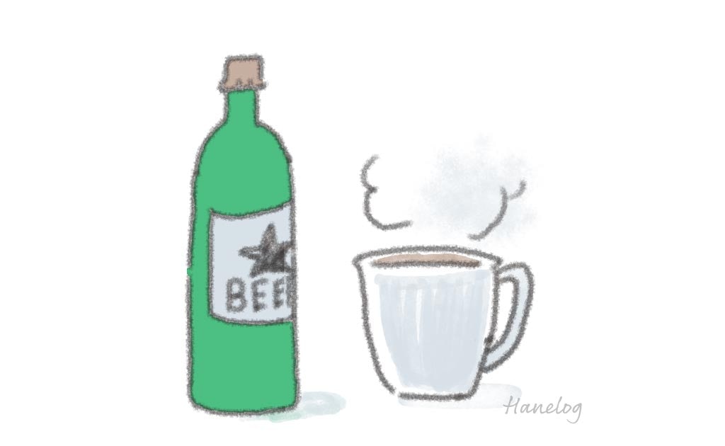 ビールとコーヒーのイラスト